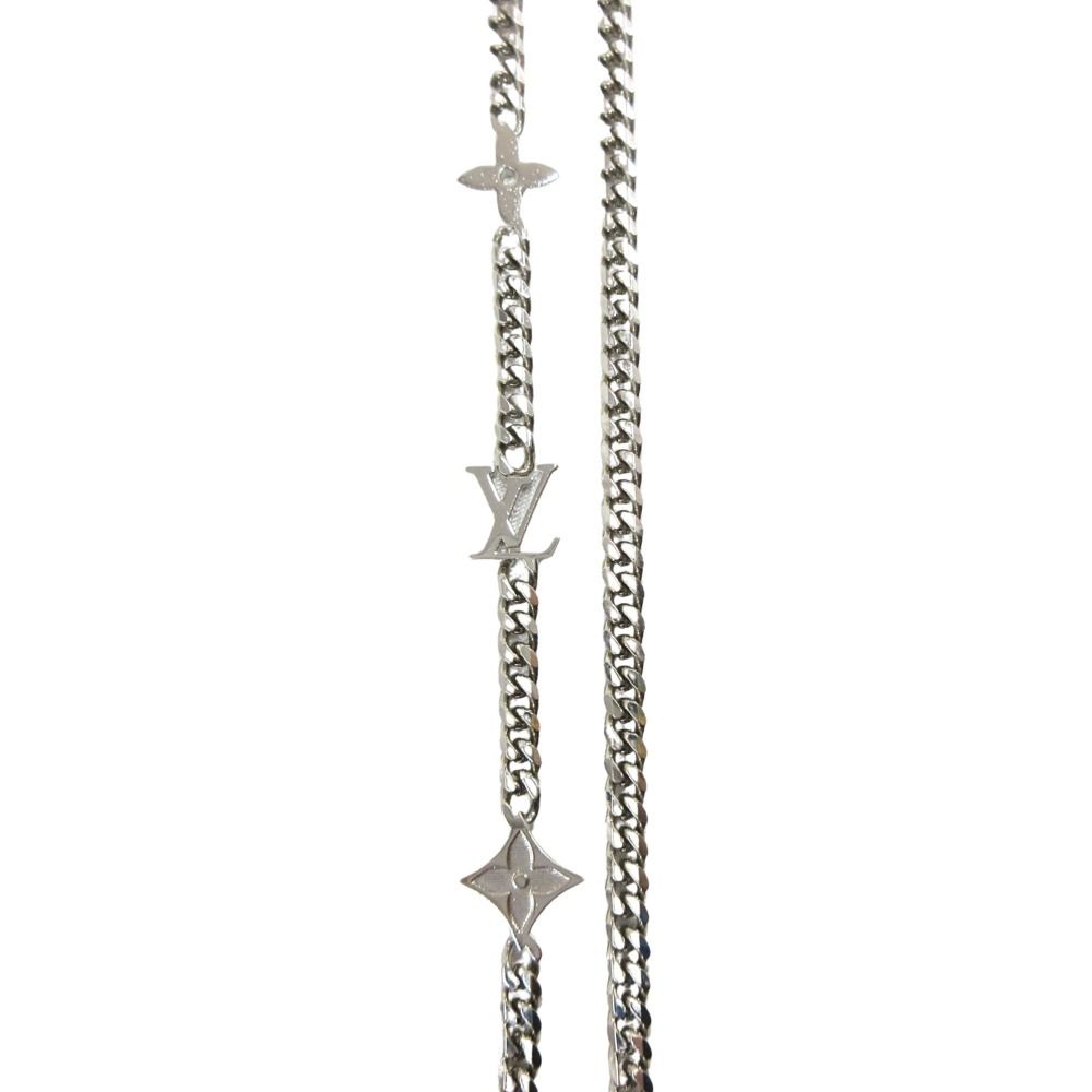 Louis Vuitton Metal Necklace Monogram Low LV Flower Silver — view 4