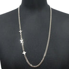 Louis Vuitton Metal Necklace Monogram Low LV Flower Silver — view 3
