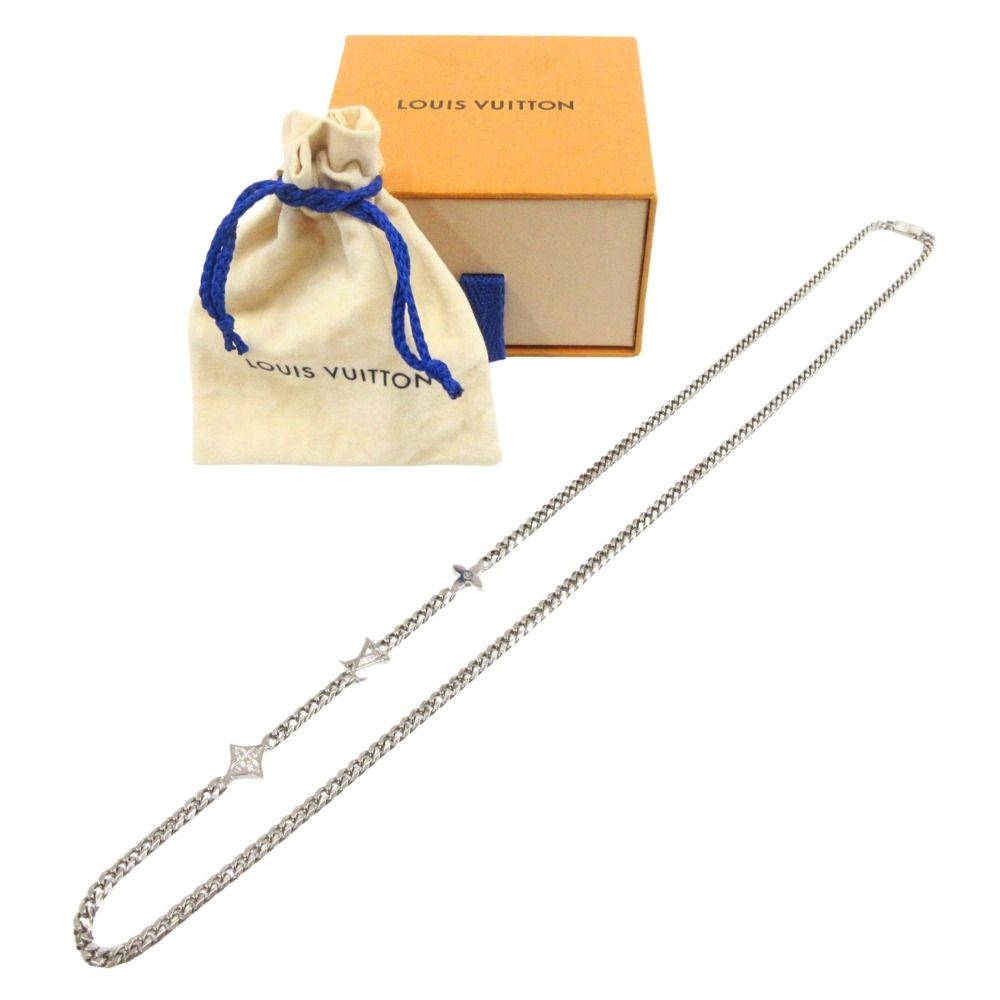 Louis Vuitton Metal Necklace Monogram Low LV Flower Silver — view 2