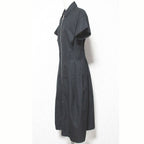 Hermes Mosaic Pattern Front Zip Dress 38 Black — view 3