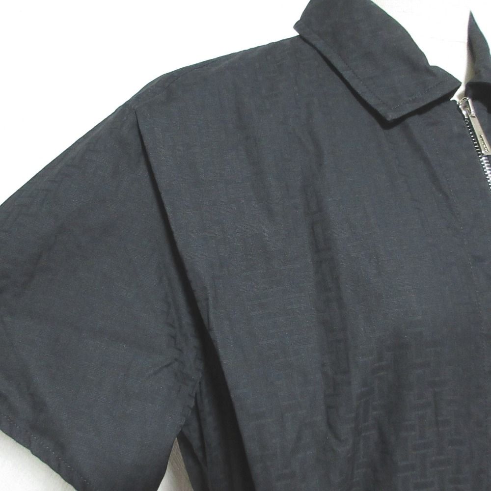 Hermes Mosaic Pattern Front Zip Dress 38 Black — view 5