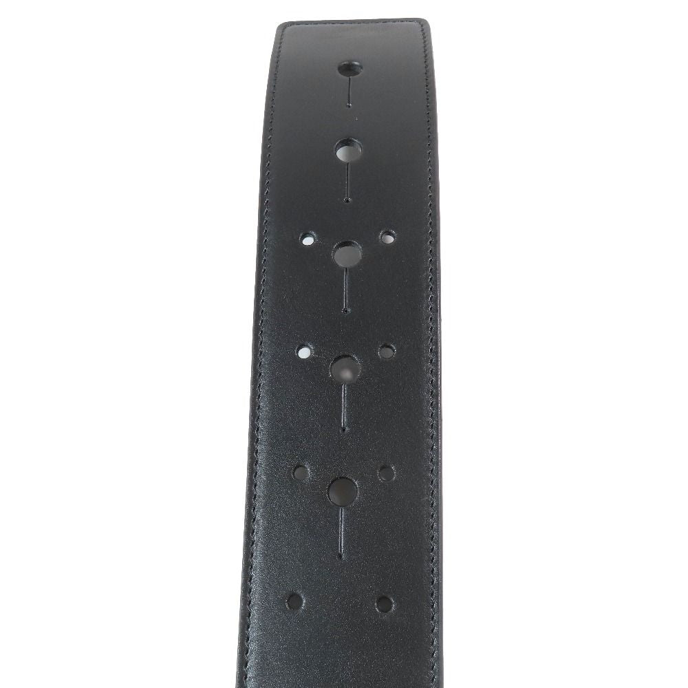 Dior Flower Motif Floral Pattern Decoration Leather Belt Black Gold — view 4
