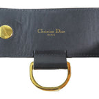 Dior Flower Motif Floral Pattern Decoration Leather Belt Black Gold — view 7