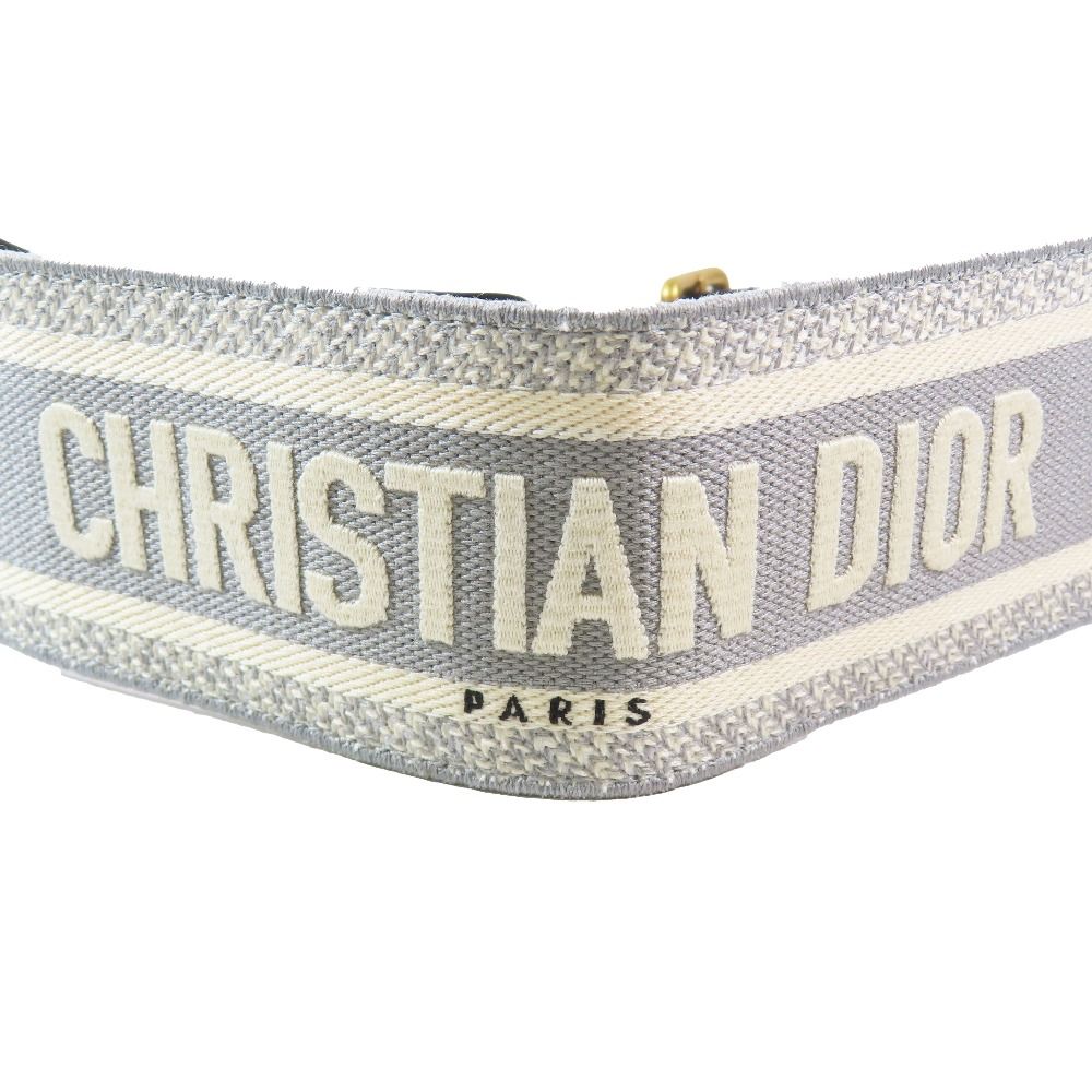 Dior Embroidery Logo Canvas Maxi Belt 75 Gray — view 3