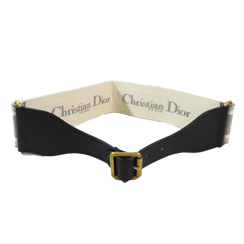 Dior Embroidery Logo Canvas Maxi Belt 75 Gray — view 2