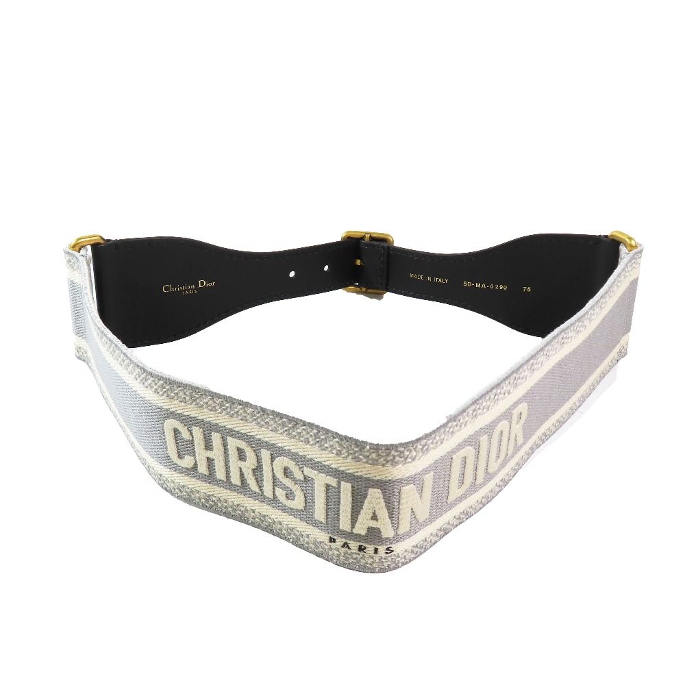 Dior Embroidery Logo Canvas Maxi Belt 75 Gray