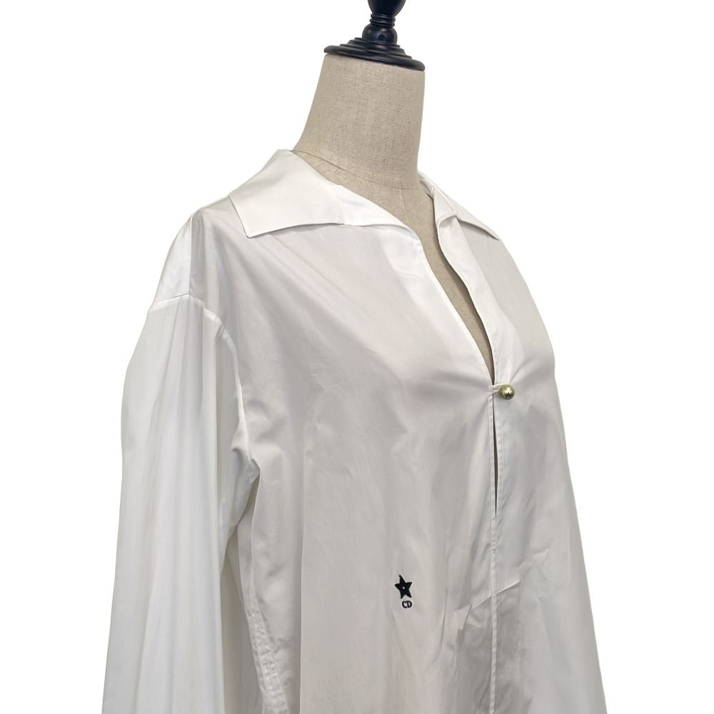 Dior Cotton Poplin Long Blouse Skipper Long Sleeve 38 White — view 4