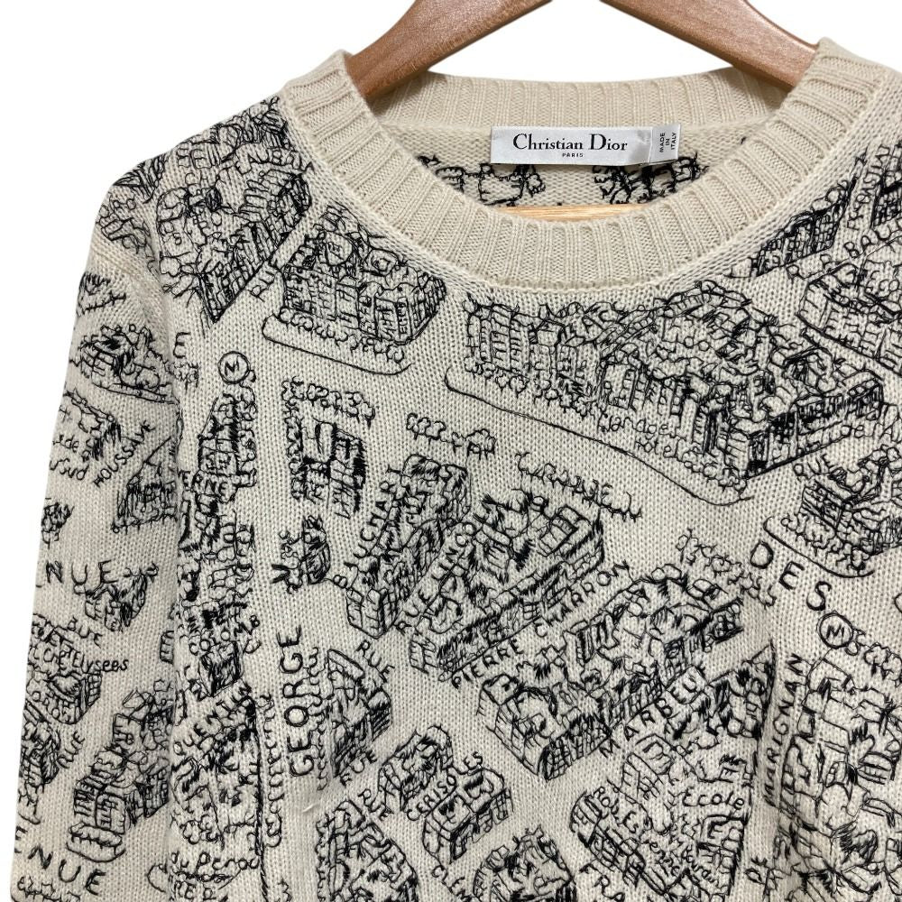 Dior Plan de Paris Cashmere Knit Sweater 40 White — view 2