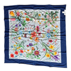 Gucci Flora Print Silk Scarf Navy — view 2