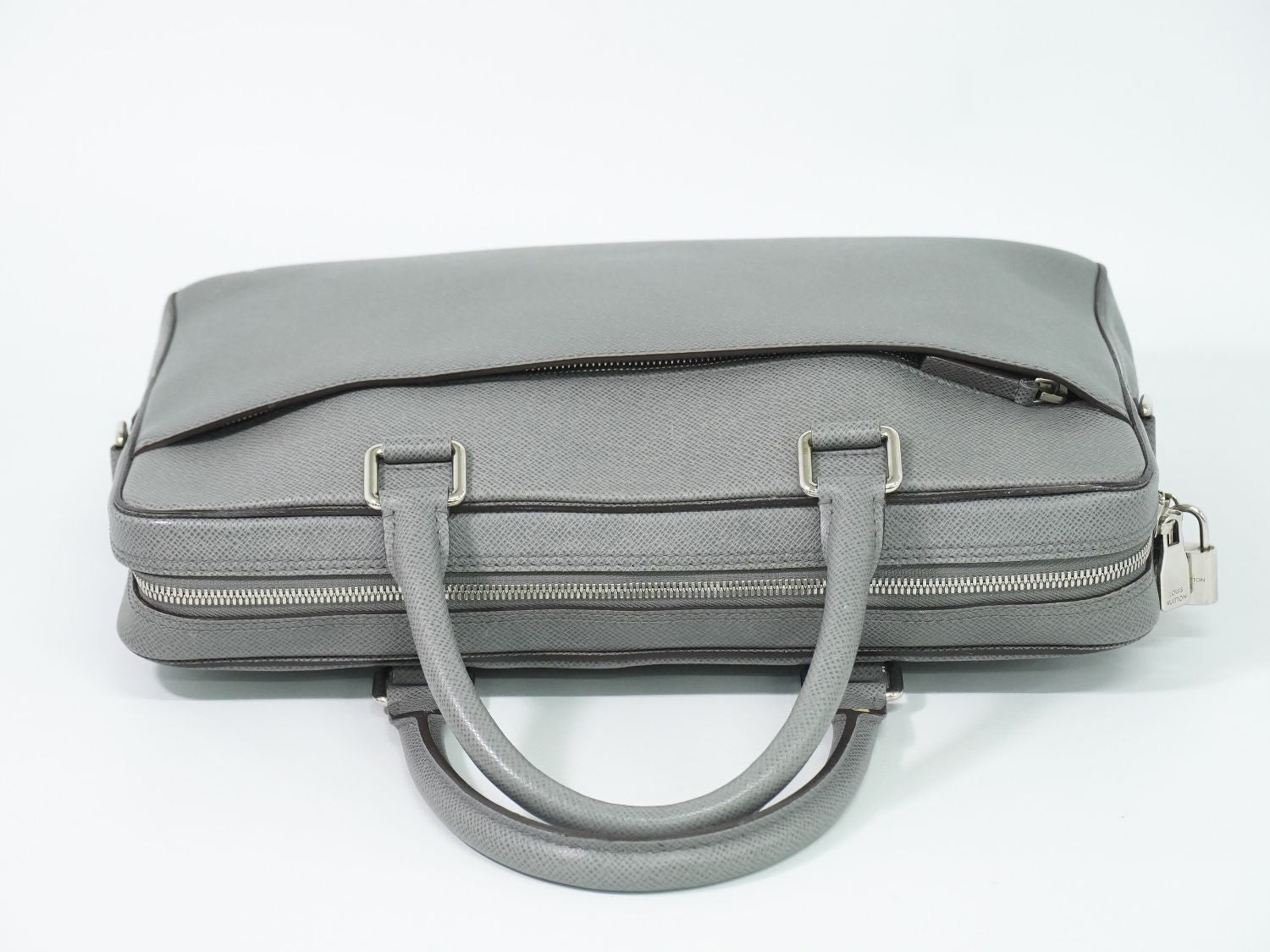Louis Vuitton LV Porto Documan Business PM Taiga Leather Bag Glacier Gray — view 5