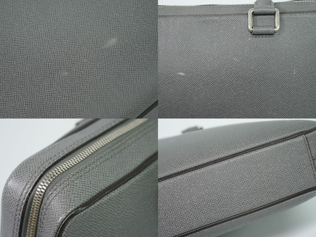 Louis Vuitton LV Porto Documan Business PM Taiga Leather Bag Glacier Gray — view 7