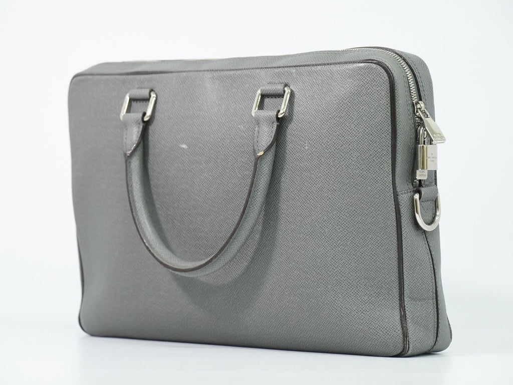 Louis Vuitton LV Porto Documan Business PM Taiga Leather Bag Glacier Gray — view 2