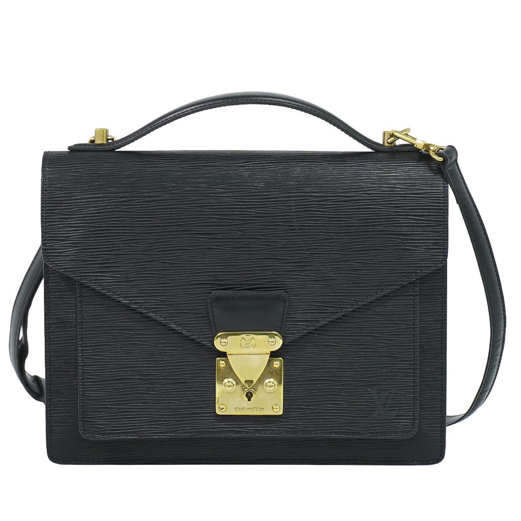 Louis Vuitton LV Monceau 28 Epi Leather 2-Way Shoulder Bag Black Second