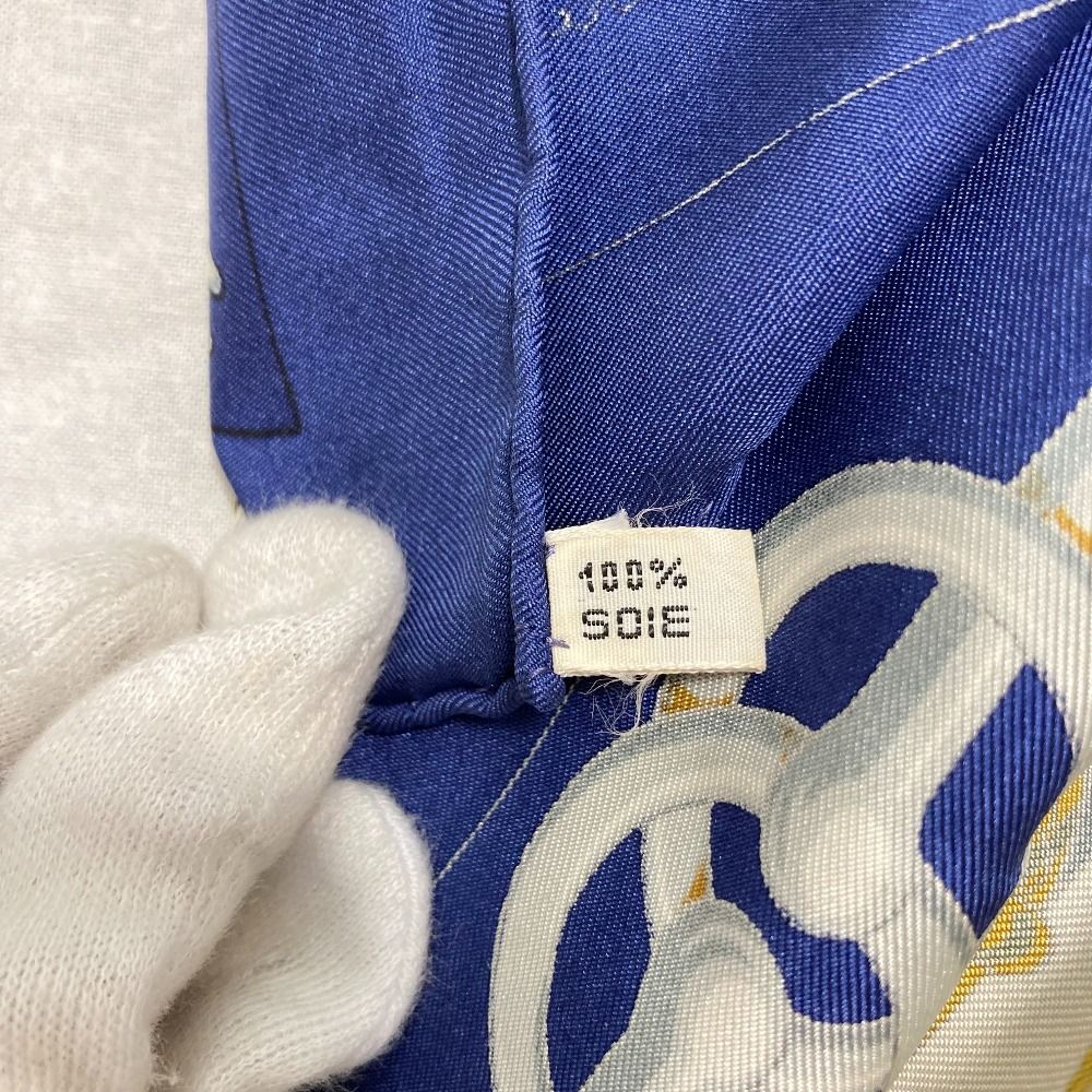 Hermes Carre 90 Julia Abadie Cliquetis Ticking Sword Handle Large Scarf Navy — view 5