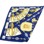 Hermes Carre 90 Julia Abadie Cliquetis Ticking Sword Handle Large Scarf Navy — view 2