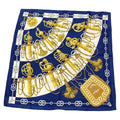 Hermes Carre 90 Julia Abadie Cliquetis Ticking Sword Handle Large Scarf Navy