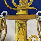 Hermes Carre 90 Julia Abadie Cliquetis Ticking Sword Handle Large Scarf Navy — view 7