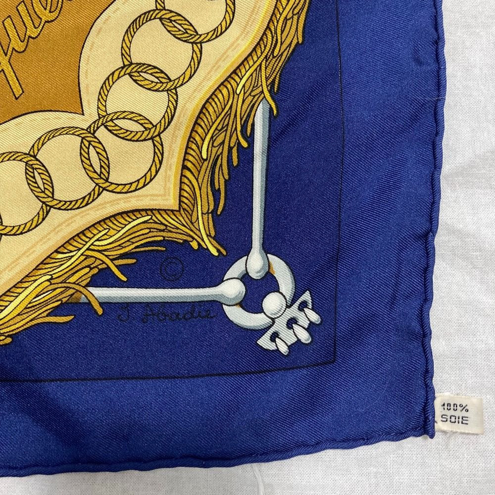 Hermes Carre 90 Julia Abadie Cliquetis Ticking Sword Handle Large Scarf Navy — view 4