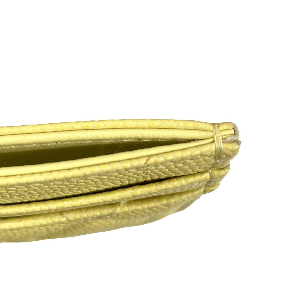 Chanel Caviar Leather CC Logo Quilted Classic Card Case Light Yellow — view 8