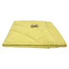 Chanel Caviar Leather CC Logo Quilted Classic Card Case Light Yellow — view 3
