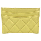 Chanel Caviar Leather CC Logo Quilted Classic Card Case Light Yellow — view 2