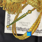 Hermes Carre 90 Timpani Player le Timbalier Silk Scarf Black White — view 3