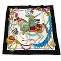 Hermes Carre 90 Timpani Player le Timbalier Silk Scarf Black White