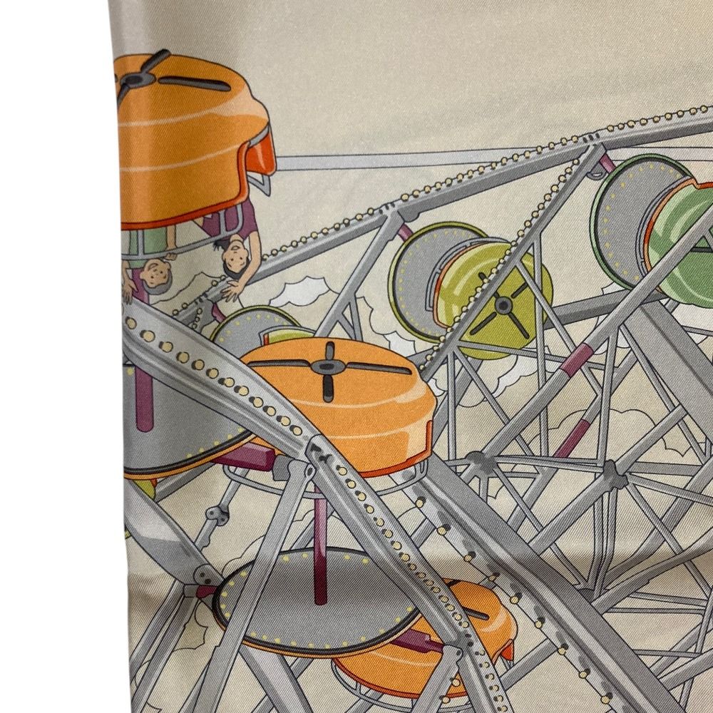 Hermes Grande Roue Ferris Wheel Carre 90 Silk Scarf Off White Second — view 3