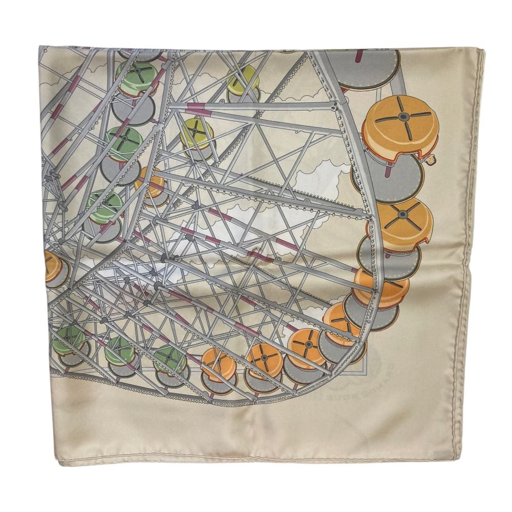Hermes Grande Roue Ferris Wheel Carre 90 Silk Scarf Off White Second — view 7
