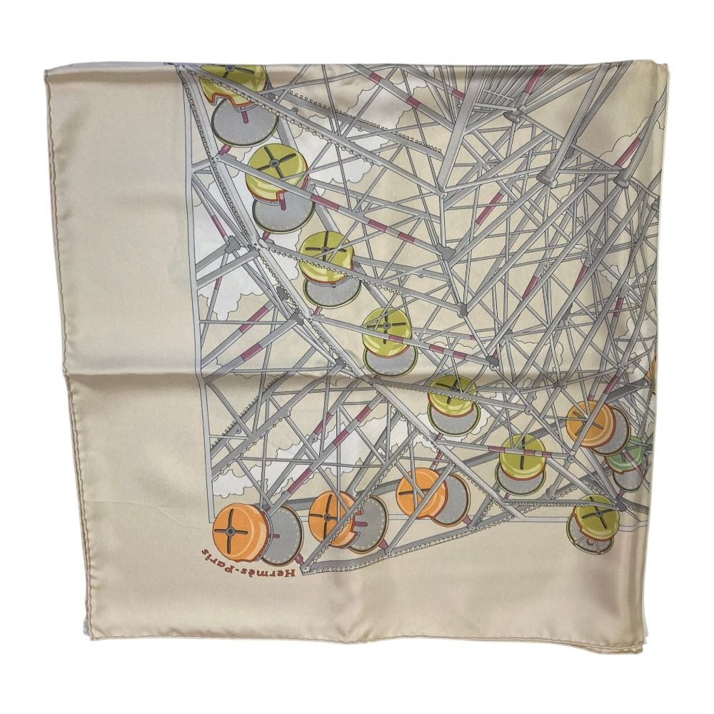 Hermes Grande Roue Ferris Wheel Carre 90 Silk Scarf Off White Second — view 5
