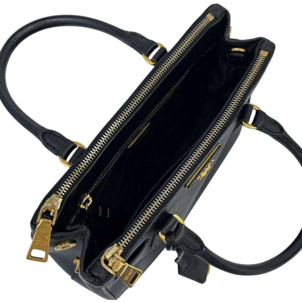 Prada Galleria Saffiano Leather 2-Way Shoulder Bag Black Second — view 6