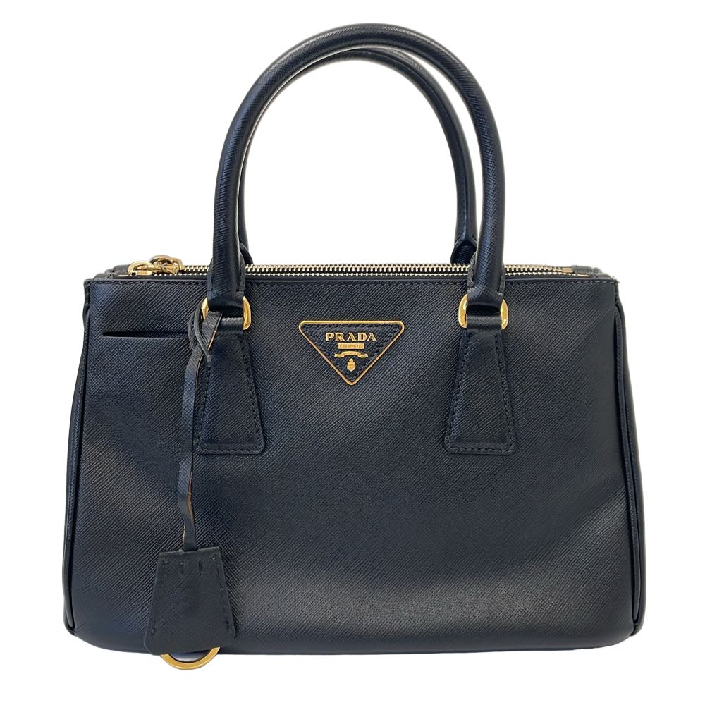 Prada Galleria Saffiano Leather 2-Way Shoulder Bag Black Second