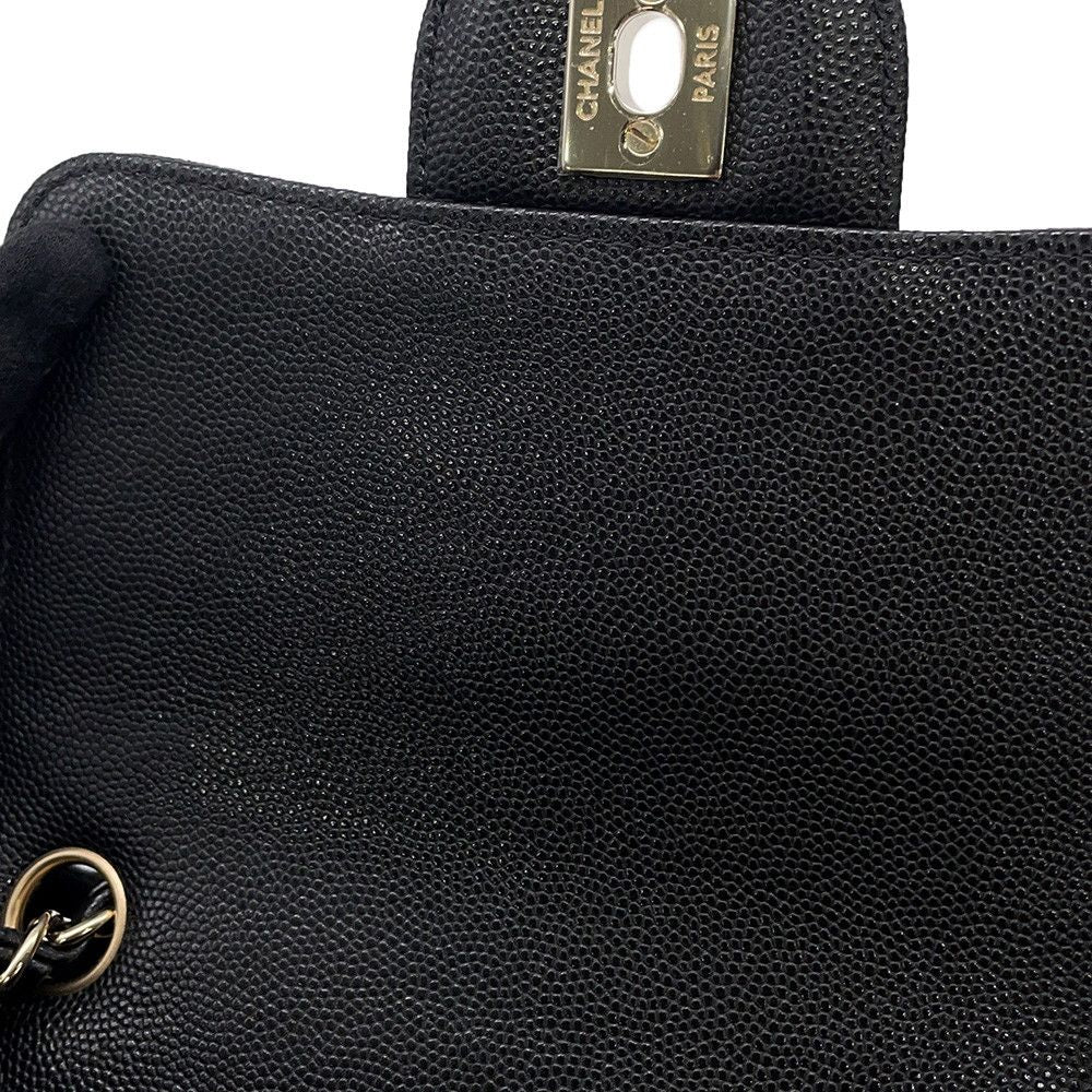 Chanel Chain Shoulder Bag Quilted CC Logo Caviar Leather Mini Black — view 7