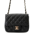 Chanel Chain Shoulder Bag Quilted CC Logo Caviar Leather Mini Black