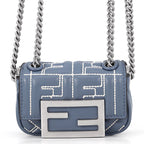 Fendi Chain Shoulder Bag Zukka Nano Bucket Leather 7