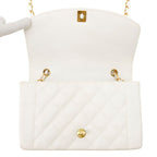 Chanel Chain Shoulder Bag Quilted 25 CC Logo Single Flap White — view 5
