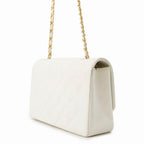 Chanel Chain Shoulder Bag Quilted 25 CC Logo Single Flap White — view 2