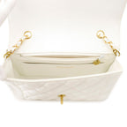 Chanel Chain Shoulder Bag Quilted 25 CC Logo Single Flap White — view 6