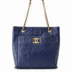 Chanel Chain Tote Quilted Shopping Small CC Logo