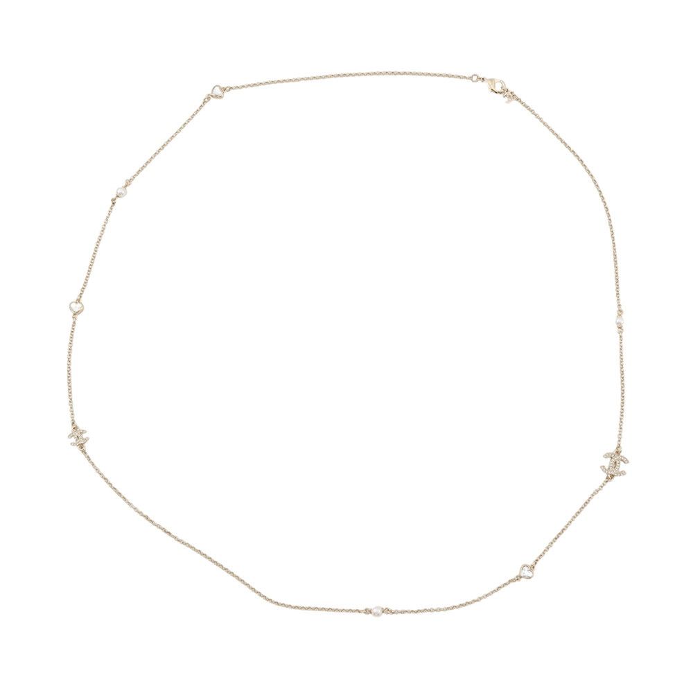 Chanel Necklace CC Logo Faux Pearl Long