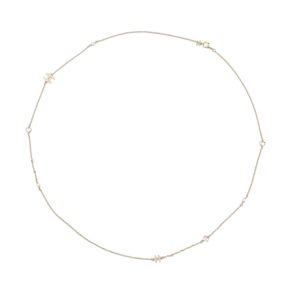 Chanel Necklace CC Logo Faux Pearl Long — view 3
