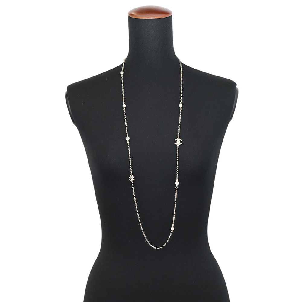 Chanel Necklace CC Logo Faux Pearl Long — view 4