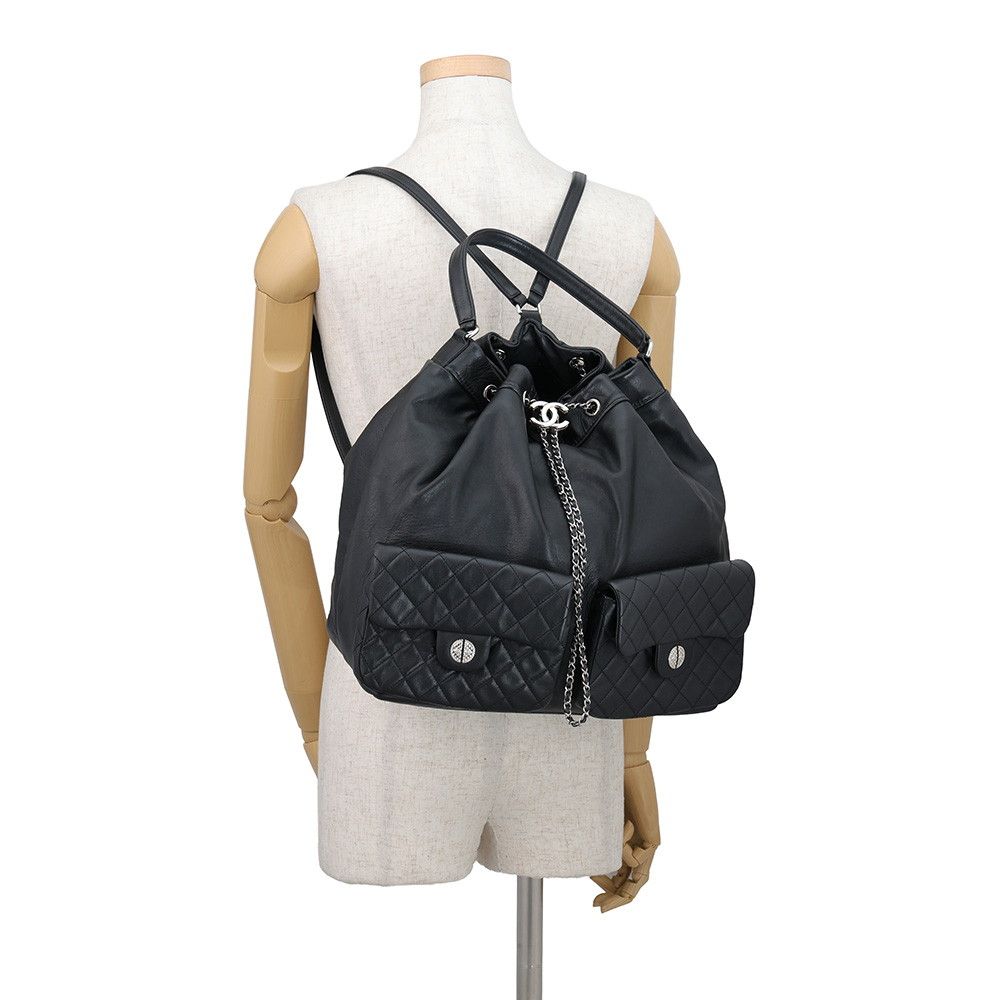 Chanel Backpack Quilted CC Logo Lambskin Black — view 4