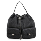 Chanel Backpack Quilted CC Logo Lambskin Black