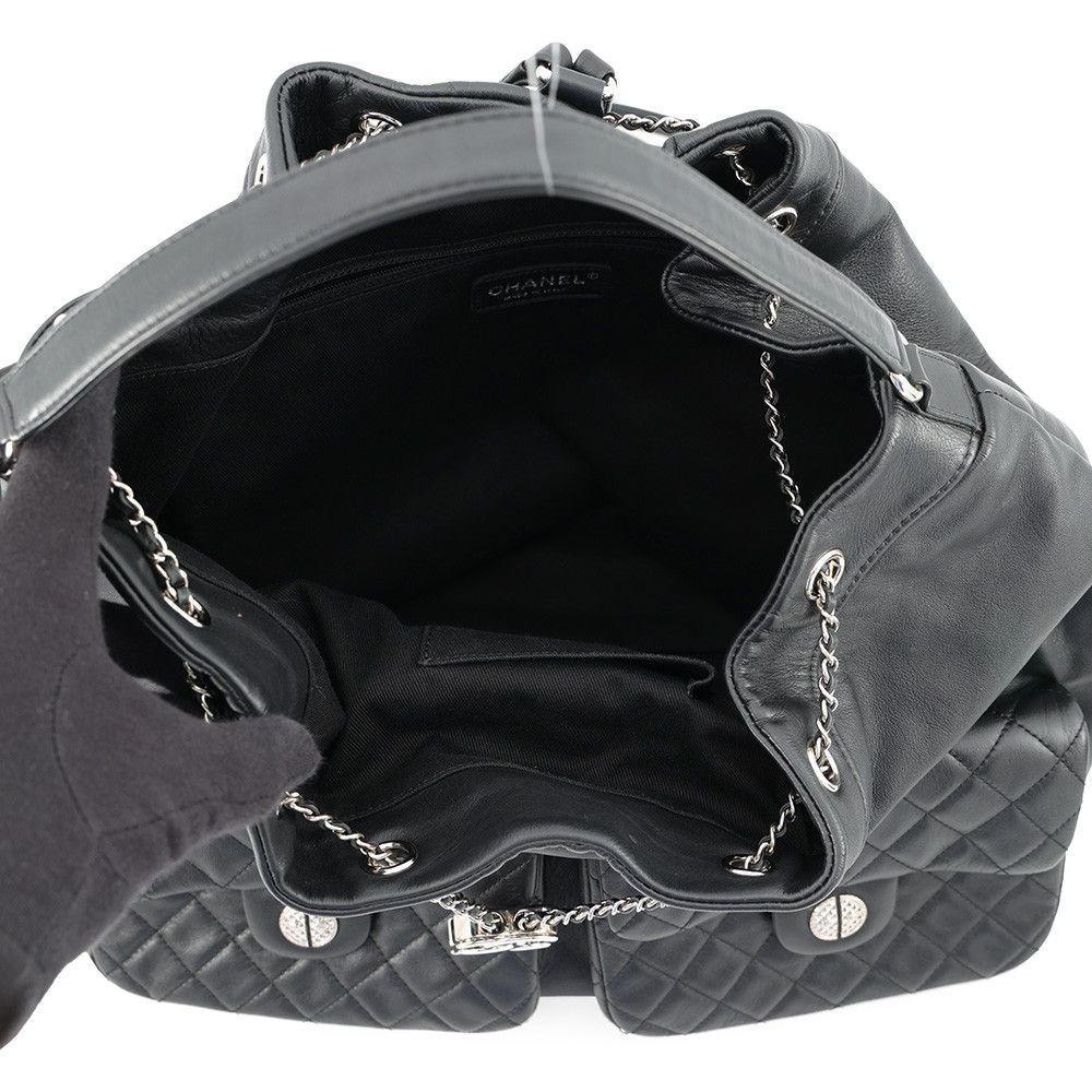 Chanel Backpack Quilted CC Logo Lambskin Black — view 5