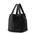 Hermes Handbag Picotin Lock MM Black Gold Taurillon Clemence — view 2