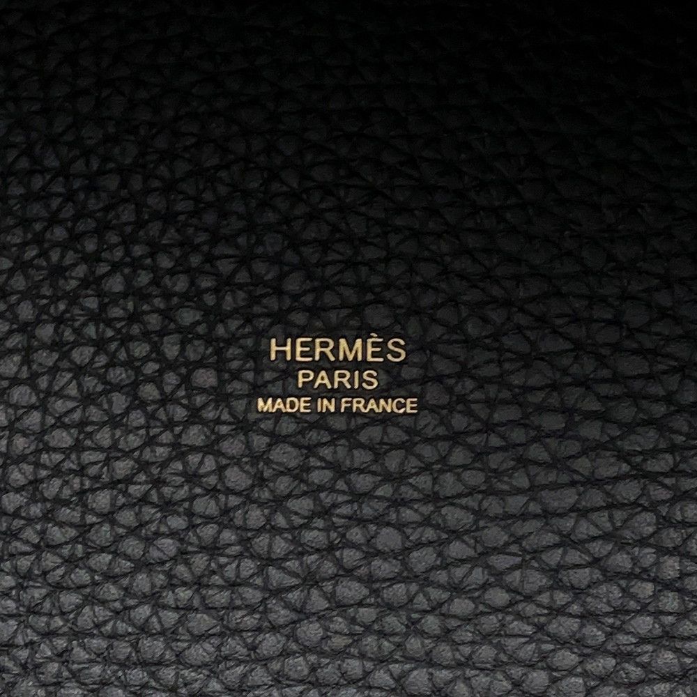 Hermes Handbag Picotin Lock MM Black Gold Taurillon Clemence — view 6