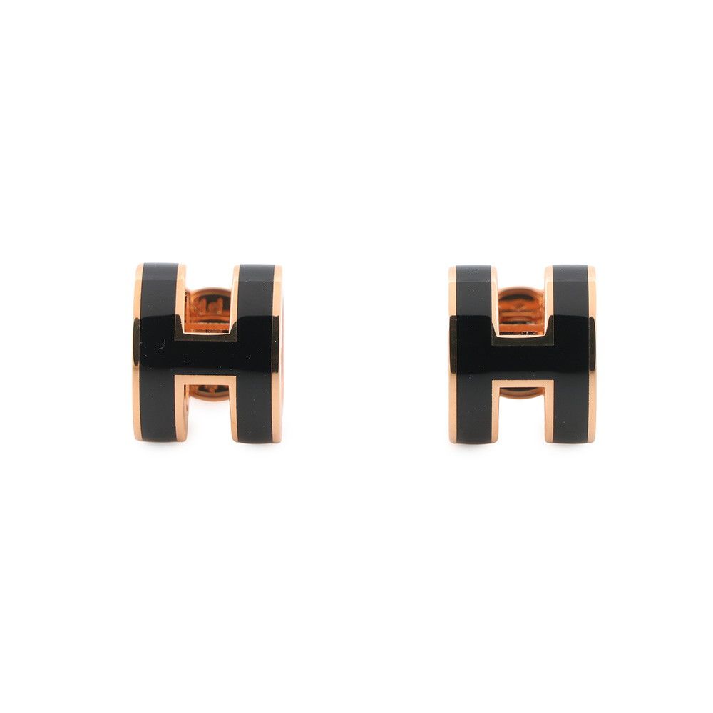 Hermes Earrings Mini Pop Black Pink Gold