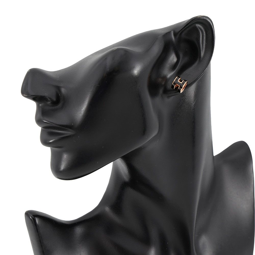 Hermes Earrings Mini Pop Black Pink Gold — view 4