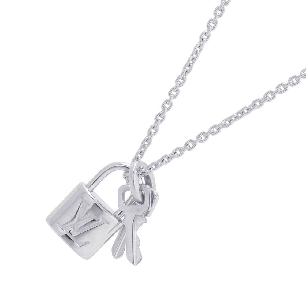 Louis Vuitton Necklace Pendentif Lockit 18k White Gold Pendant